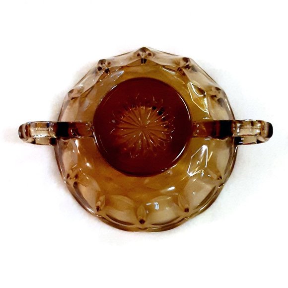 Fostoria Argus pattern 2-handled candy dish or server amber brown scalloped rim - Picture 3 of 3